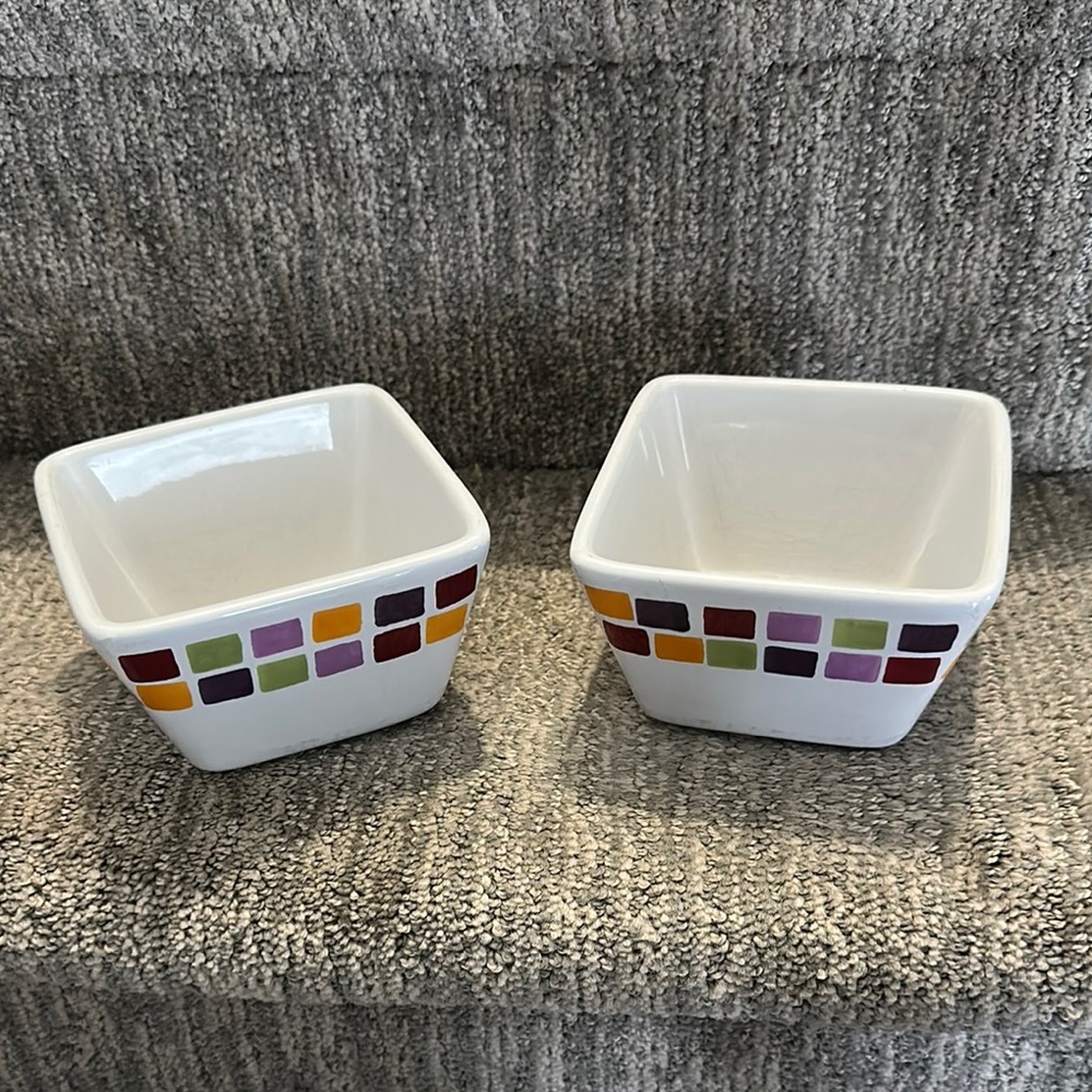 Pampered Chef Simple Additions Tiles Small Square Bowl set of two